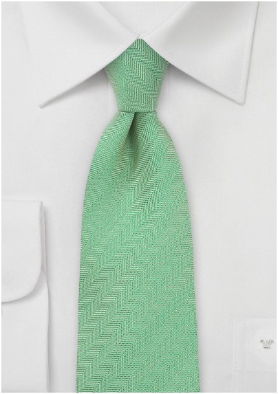 Herringbone Textured Tie in Mint Green