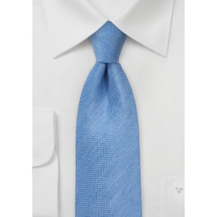 Woven Herringbone Linen Tie in Light Blue