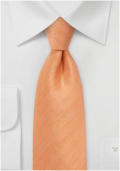 Men's Herringbone Tie in Tangerine