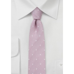 Handmade Blush Polka Dot Skinny Men's Tie Slim Tie Thin Tie 