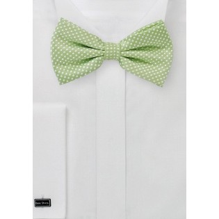 Pin Dot Bow Tie in Sage Green