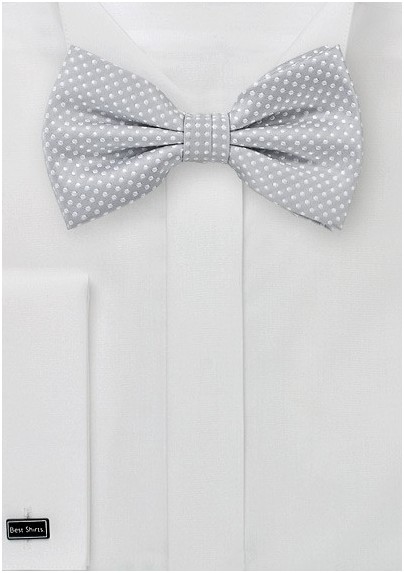 Pin Dot Bow Tie in Silver and White