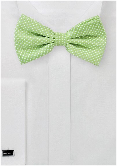 Pin Dot Bow Tie in Spring Green