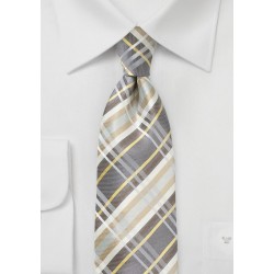 Wheat Colored Silk Plaid Tie