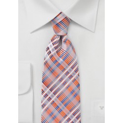 Apricot Orange Summer Plaid Tie