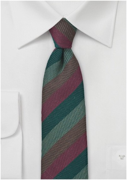 Narrow Wool Tie with Herringbone Design