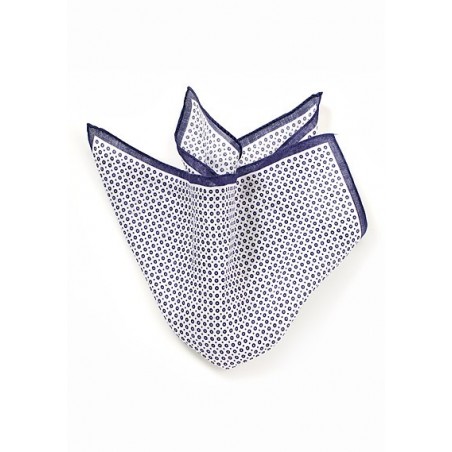 Linen Pocket Square in Blue and White