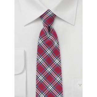Cotton Plaid Tie in Red, Blue, Yellow, White