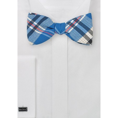 Madras Bow Tie in Royal Blue