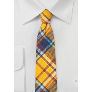 Golden Yellow Flannel Plaid Tie