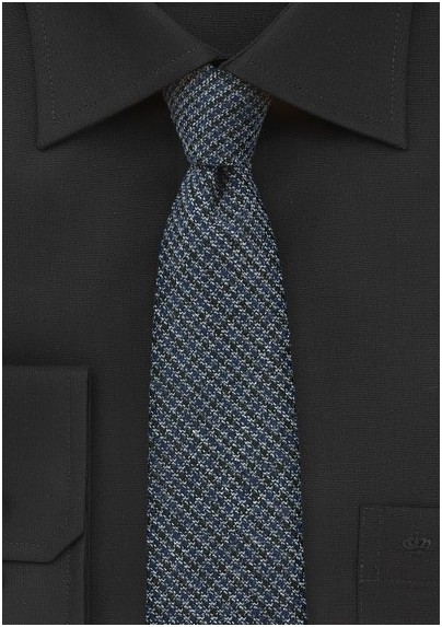 Midnight Blue Tweed Skinny Tie