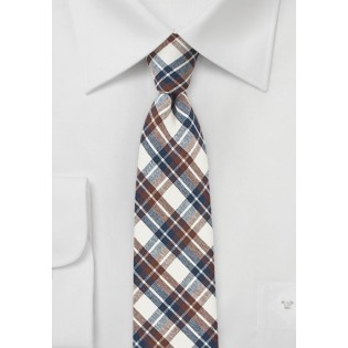 Brown, Navy, and Beige Cotton Summer Tie