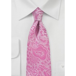 Paisley Summer Tie in Bright Azalea Pink