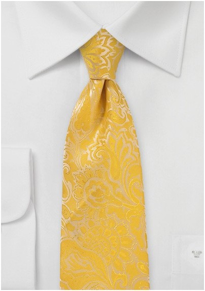 Lemon Yellow Paisley Tie
