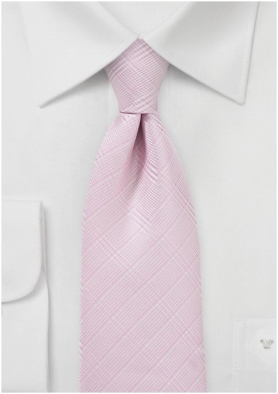 Rose Pink Tie with Trendy Plaid Design