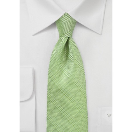 Trendy Plaid Tie in Sap Green