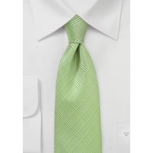 Trendy Plaid Tie in Sap Green