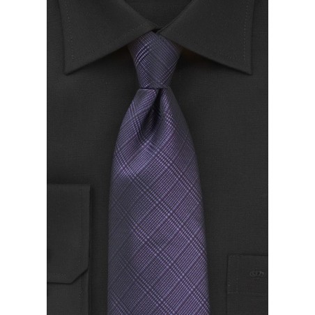 Plaid Necktie in Sweet Grape Color