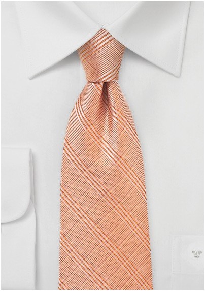 Plaid Necktie in Pastel Orange