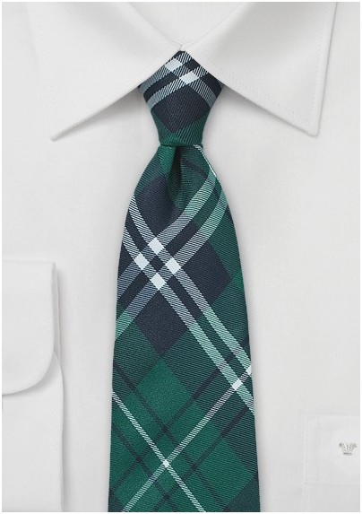 Forest Green Plaid Cotton Tie