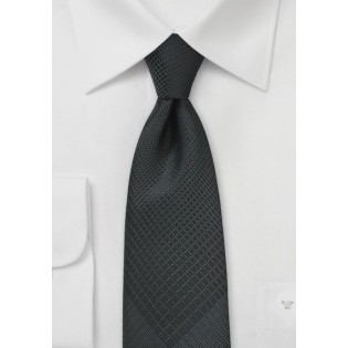Geometric Plaid Tie in Charcoal and Black
