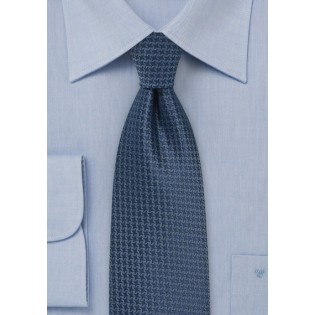 Micro Houndstooth Check Tie in Navy