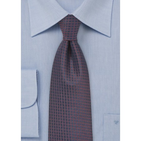 Micro Check Tie in Navy and Copper
