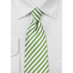 Kiwi Green and White Striped Tie