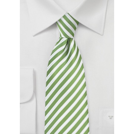 Kiwi Green and White Striped Tie