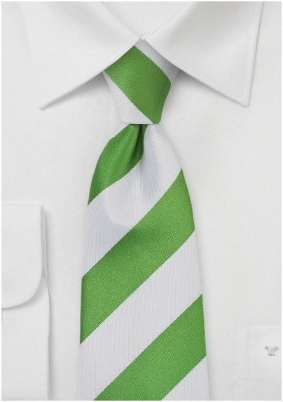 Wide Striped Tie in Lime and White