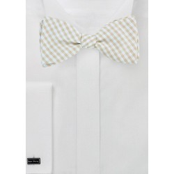 Tan and Beige Gingham Bow Tie