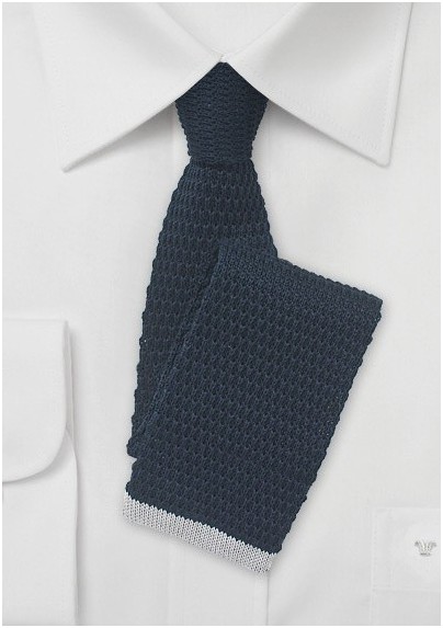 Navy and Light Gray Knitted Necktie