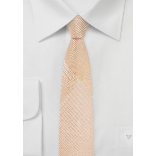 Skinny Plaid Tie in  Peach Parfait