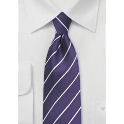 Bright Grape Colored Striped Silk Tie