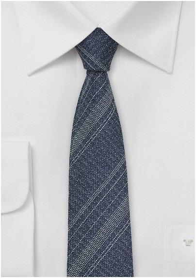 Denim Silk Necktie with Stripes