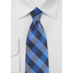 Horizon Blue and Navy Gingham Tie