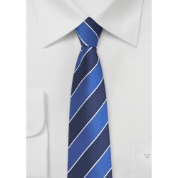 Skinny Repp Stripe Tie in Blue