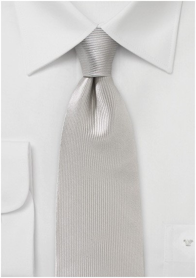 Platinum Silk Necktie with Ribb Texture - Mens-Ties.com