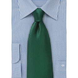 Hunter Green Silk Tie with Ribb Texture