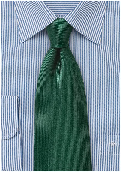Hunter Green Silk Tie with Ribb Texture