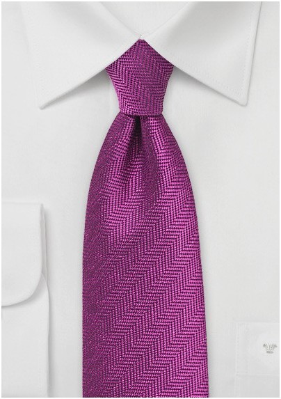 Boysenberry Purple Tie with Herringbone Weave