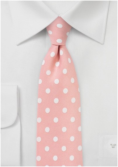Polka Dot Tie in Salmon Pink