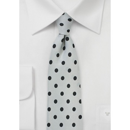 Dove Gray and Black Polka Dot Tie
