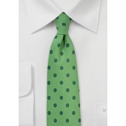 Grass Green Tie with Hunter Green Polka Dots