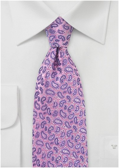 Paisley Silk Tie in Pink and Purple