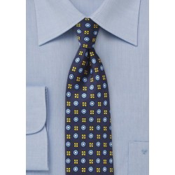 Navy Blue Foulard Silk Tie