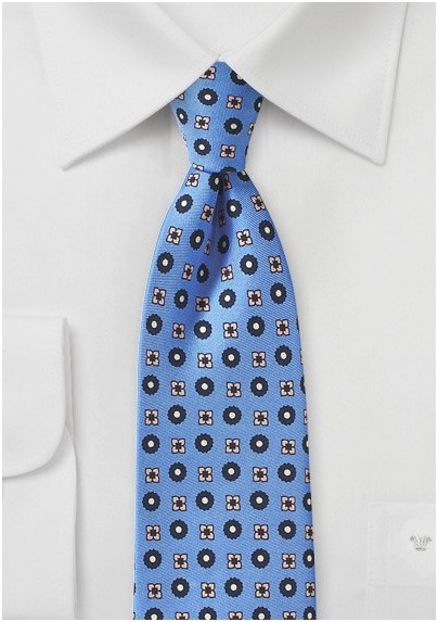 Alaskan Blue Foulard Silk Print Tie