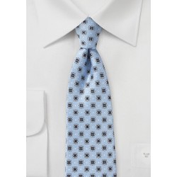 Powder Blue and Silver Floral Tie