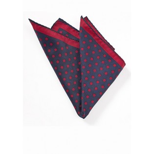 Navy and Bright Red Dotted Pocket Square