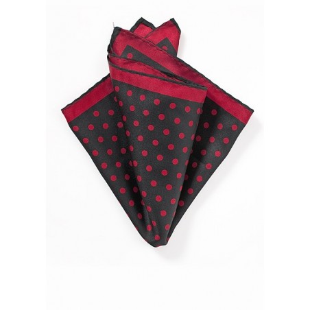 Black Pocket Square with Red Dots